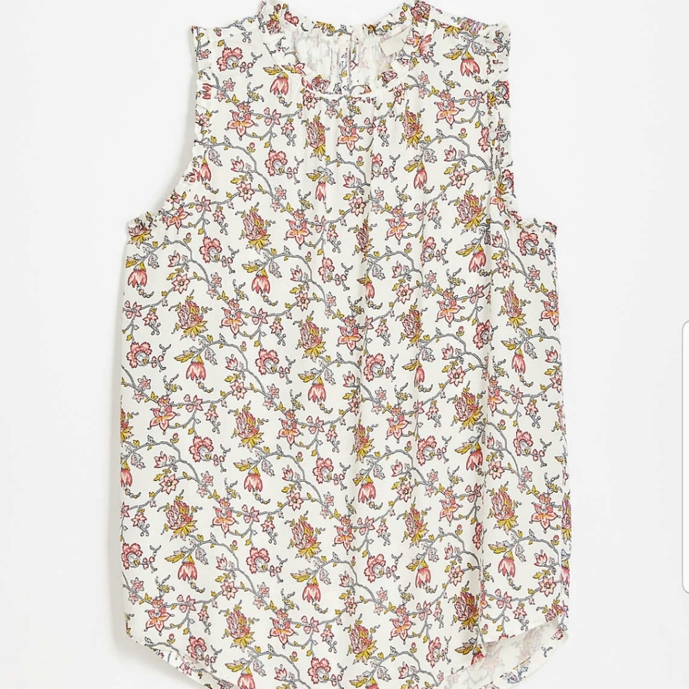LOFT New Floral Mixed Media Sleeveless Top